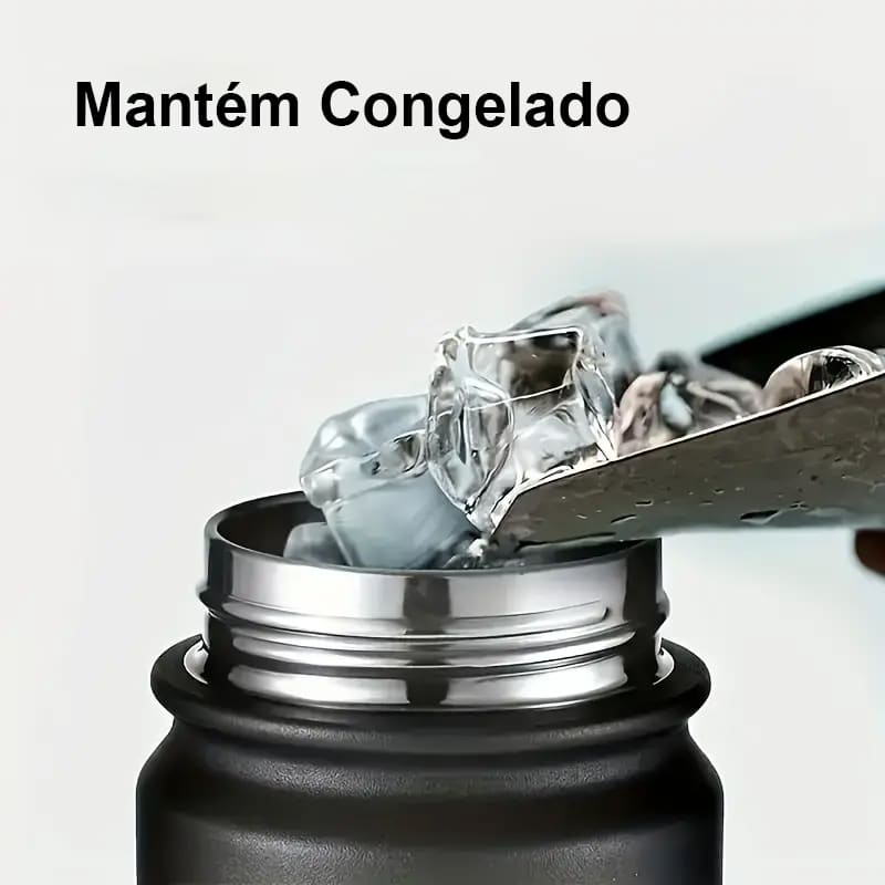 Garrafa Térmica 600ml Aço Inox Parede Dupla Mantém Quente e Frio Várias Cores Preto Branco Laranja
